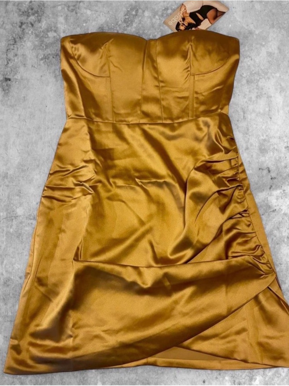 🆕 NWT naked wardrobe | Gold Strapless Mini Dress
